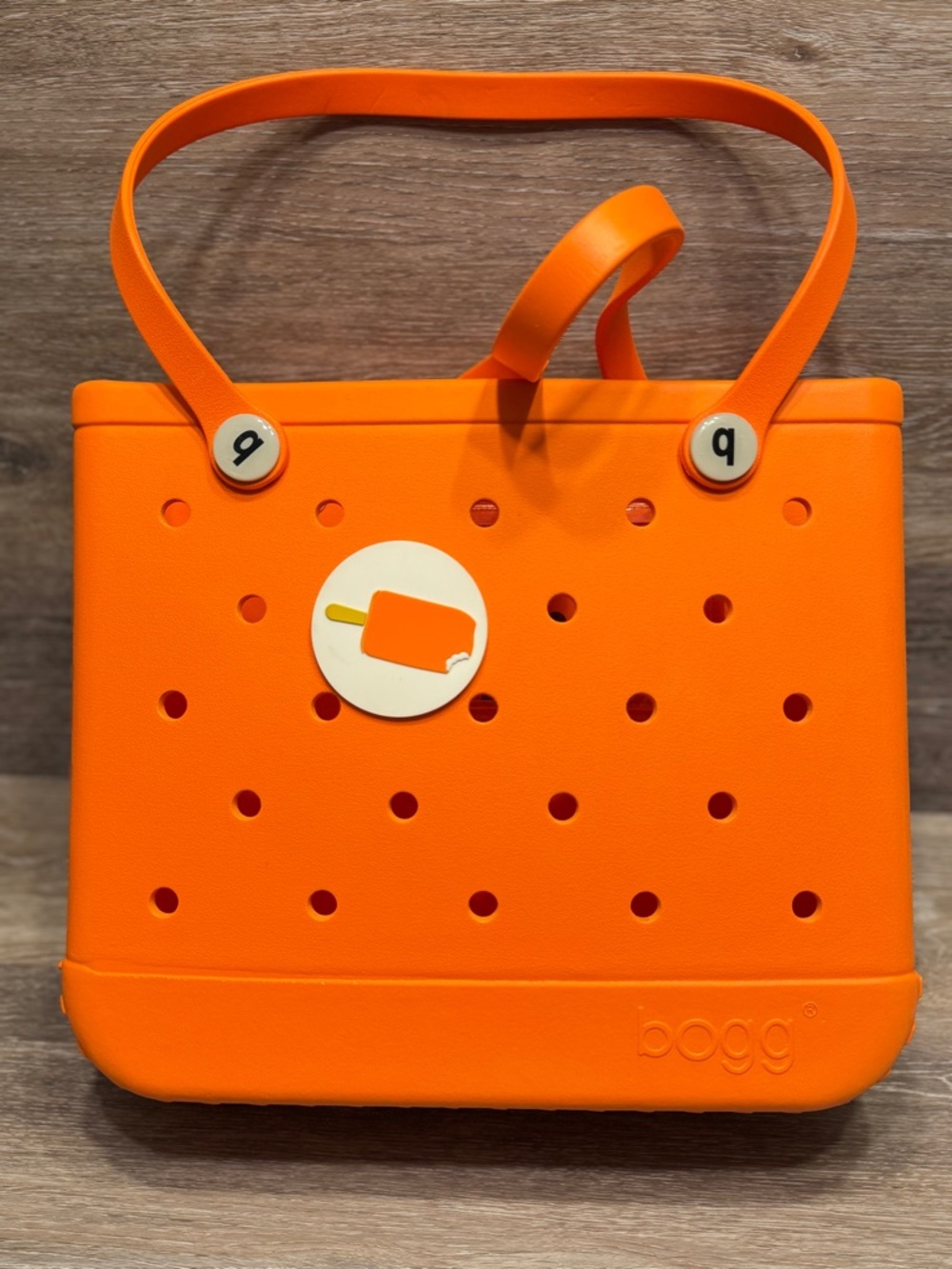 Orange Original Bogg Bag with Zipper Pocket Insert and Orange Popsicle Charm